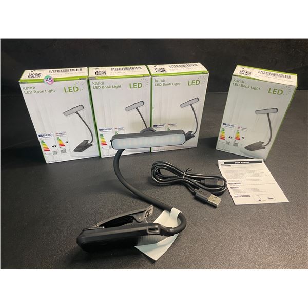 Lot of 4 LED Clamp-On Lights/Book Lights - Great for Reading, Crafts, Hobby Work, etc. - New
