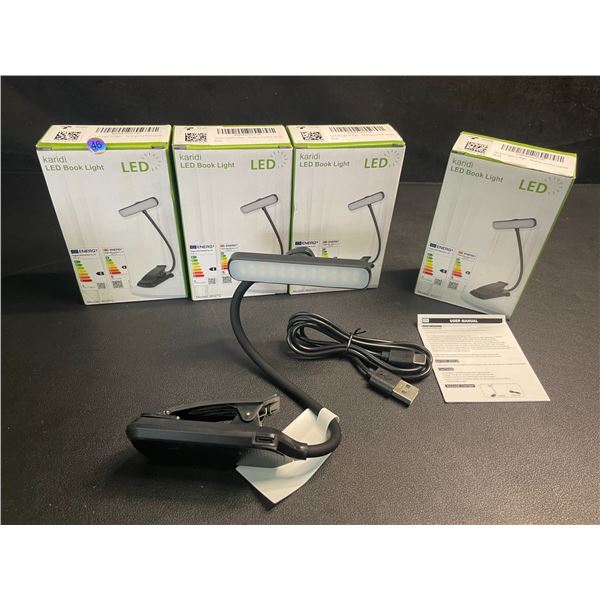 Lot of 4 LED Clamp-On Lights/Book Lights - Great for Reading, Crafts, Hobby Work, etc. - New