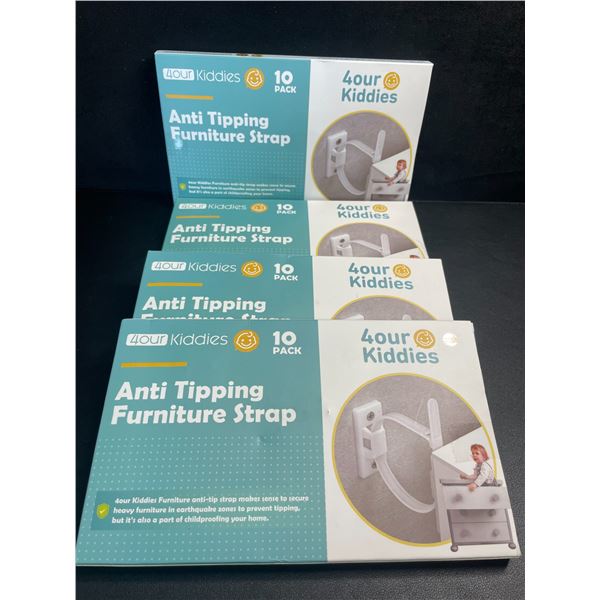 4 Boxes of Anti-Tipping Furniture Straps/Safety Childproofing Straps (10pcs Per Box) New