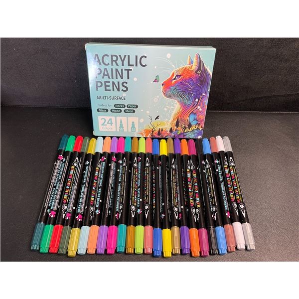 24-Pack Dual-Tip Acrylic Paint Pens/Multi-Surface Art Markers - 24 Bright Colours - New!