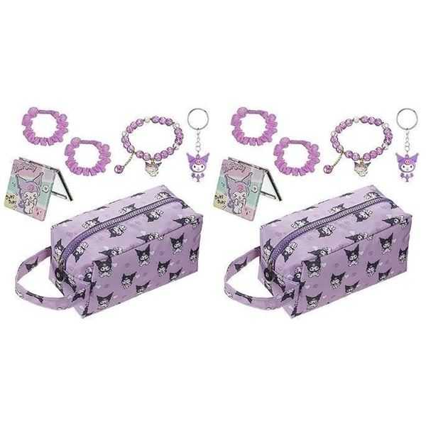 Lot of 2 Kuromi 6PC Kawaii Cosmetic Storage Bags/Makeup Bags with Accessories - Brand New!