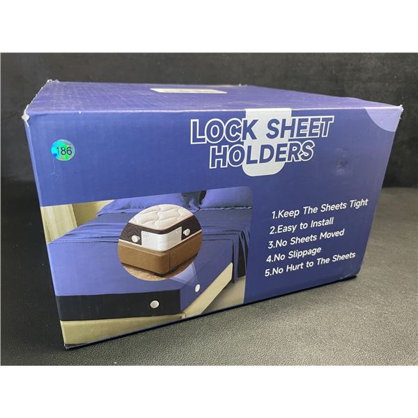 Locking Bed Sheet Holders - Keeps Bed Sheets Tight/Secure; Easy to Install - New!