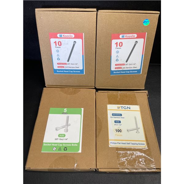 4 Boxes of Assorted New Screws - Various Sizes/Quantities - All New in Box
