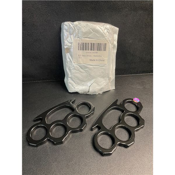 2-Pack Black Self-Defence Rings - New