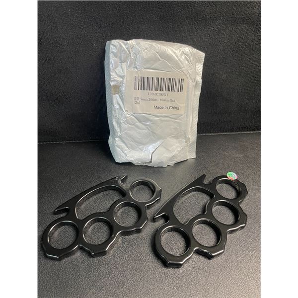 2-Pack Black Self-Defence Rings - New