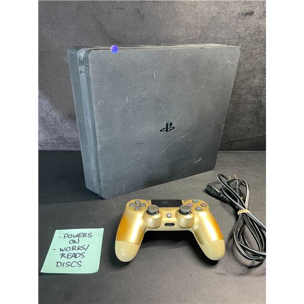 PS4/Playstation 4 Slim Console w/ Power Cord & Controller (Used) Tested - Powers On/Works/Reads Disc