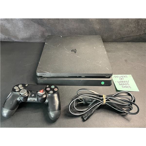 PS4/Playstation 4 Slim Console w/ Power Cord & Controller (Used) Tested - Powers On/Works/Reads Disc