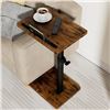Image 1 : Sofa Armrest Side Table for Couch - Rustic Wood Design; Adjustable Height, 360° Swivel - NEW!