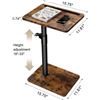 Image 2 : Sofa Armrest Side Table for Couch - Rustic Wood Design; Adjustable Height, 360° Swivel - NEW!