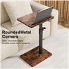 Image 5 : Sofa Armrest Side Table for Couch - Rustic Wood Design; Adjustable Height, 360° Swivel - NEW!
