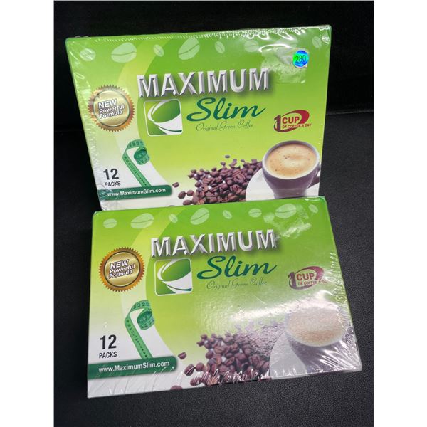 2 Boxes Maximum Slim Original Green Coffee (12 Packs Per Box) - New Sealed
