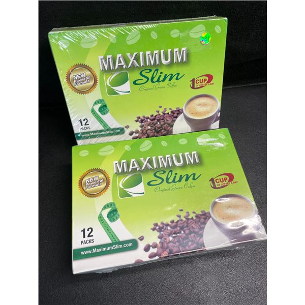 2 Boxes Maximum Slim Original Green Coffee (12 Packs Per Box) - New Sealed
