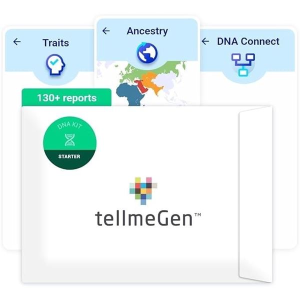 TellmeGen Starter DNA Test Kit (Health - Traits - Wellness - Ancestry) Easy, Fast, At-Home DNA Test