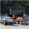 Image 4 : 1:32 Scale Metal Cybertruck Model Toy with Towable Trailer, Removable Quad & Tonneau Cover - New!