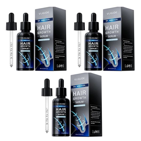 3 Boxes Vligude 5% Minoxidil Hair Growth Serums/Treatment for Men (60ml) New Sealed