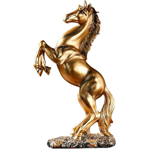 12.2" Tall Golden Horse Resin Statue Figurine/Decorative Horse Statue for Home Decor - New