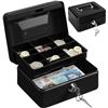 Image 1 : Metal Cash Box/Locking Money Storage Box with 2 Keys - 6-Inch Size (Black) New Sealed