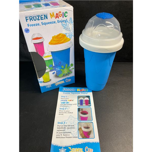 Frozen Magic Slushy Maker Cup (Blue) Freeze, Squeeze, Enjoy! Slushie Drink-Making Cup - New