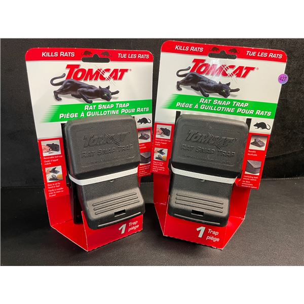 Lot of 2 TomCat Rat Snap Traps - Easy Set, Reusable, No-Touch Disposal Rodent Control - New
