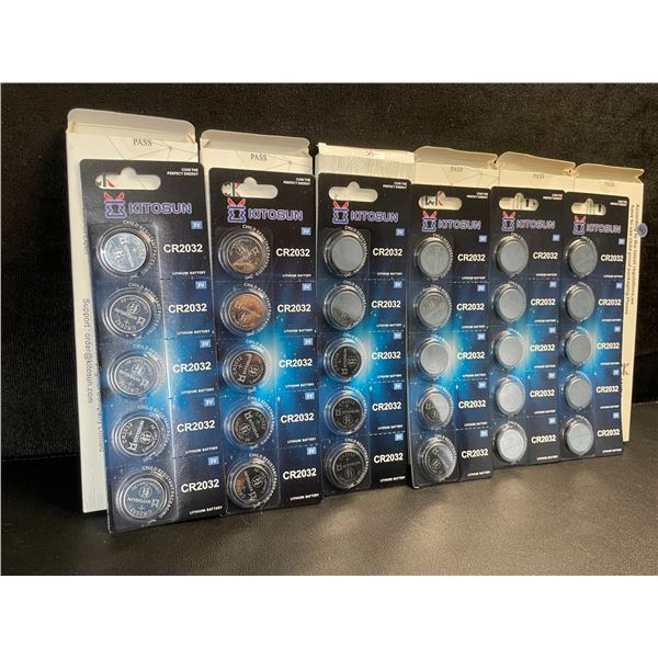 6 Packs (30PCS/Batteries) Kitosun CR2032 Lithium Coin Cell Batteries - New
