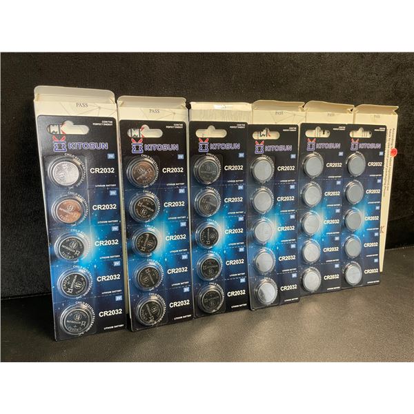 6 Packs (30PCS/Batteries) Kitosun CR2032 Lithium Coin Cell Batteries - New