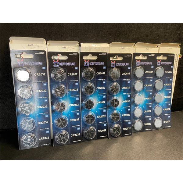 6 Packs (30PCS/Batteries) Kitosun CR2032 Lithium Coin Cell Batteries - New
