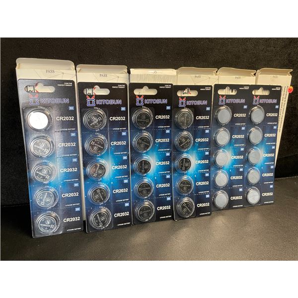 6 Packs (30PCS/Batteries) Kitosun CR2032 Lithium Coin Cell Batteries - New