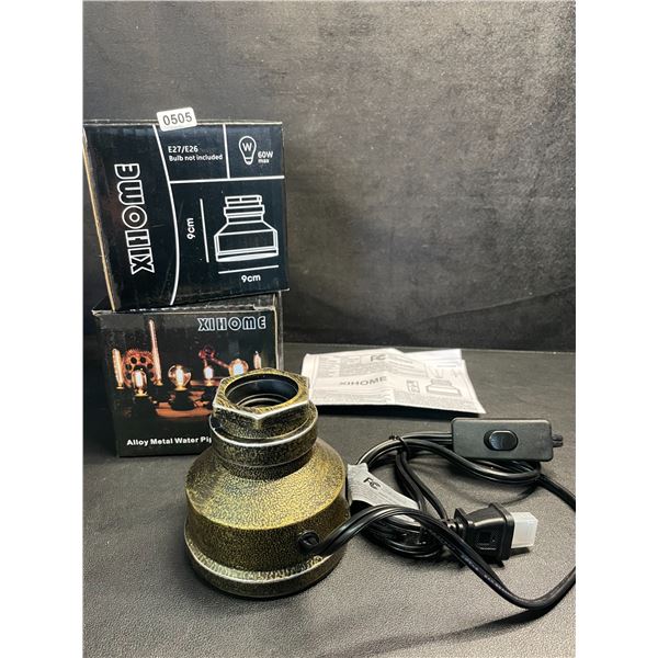 Lot of 2 Alloy Metal Water Pipe Steampunk-Style Table Lamps - Brand New