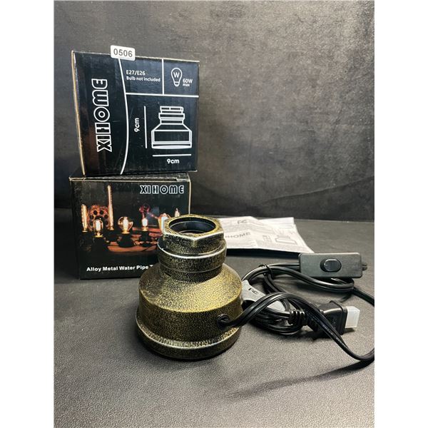 Lot of 2 Alloy Metal Water Pipe Steampunk-Style Table Lamps - Brand New