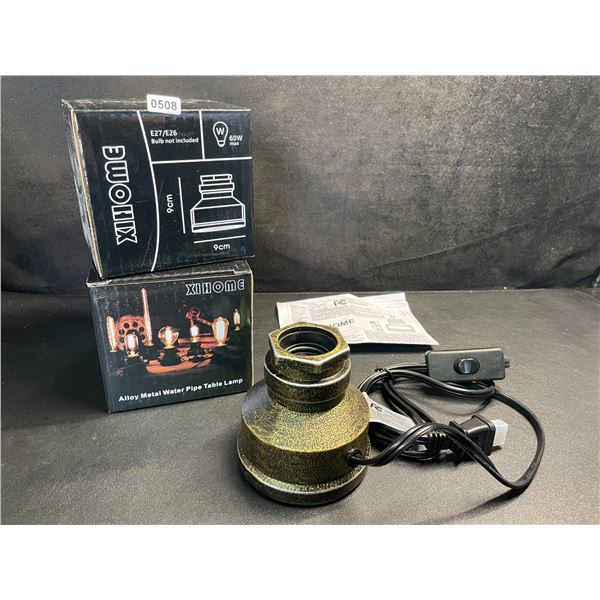 Lot of 2 Alloy Metal Water Pipe Steampunk-Style Table Lamps - Brand New