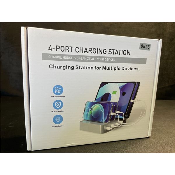 4-Port Charging Station for Charging Multiple Devices - 20W PD, LED Indicator - Brand New!