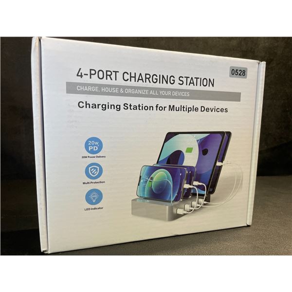 4-Port Charging Station for Charging Multiple Devices - 20W PD, LED Indicator - Brand New!