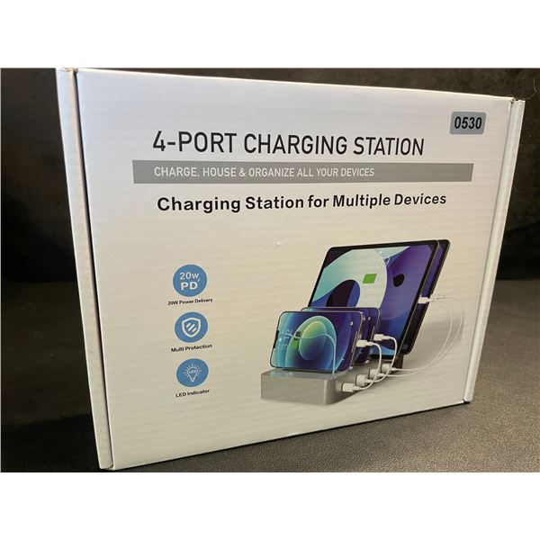 4-Port Charging Station for Charging Multiple Devices - 20W PD, LED Indicator - Brand New!