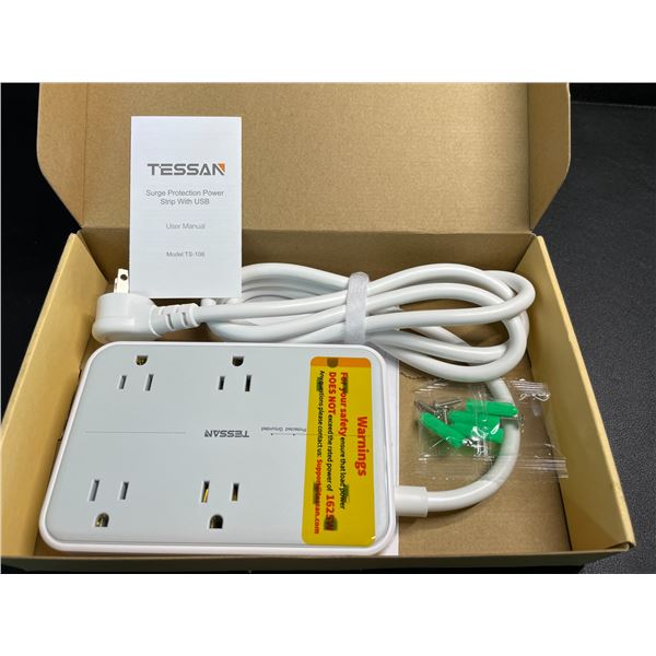 Tessan Multi-Outlet Power Strip/Surge Protector with USB Ports -1080J - Brand New!