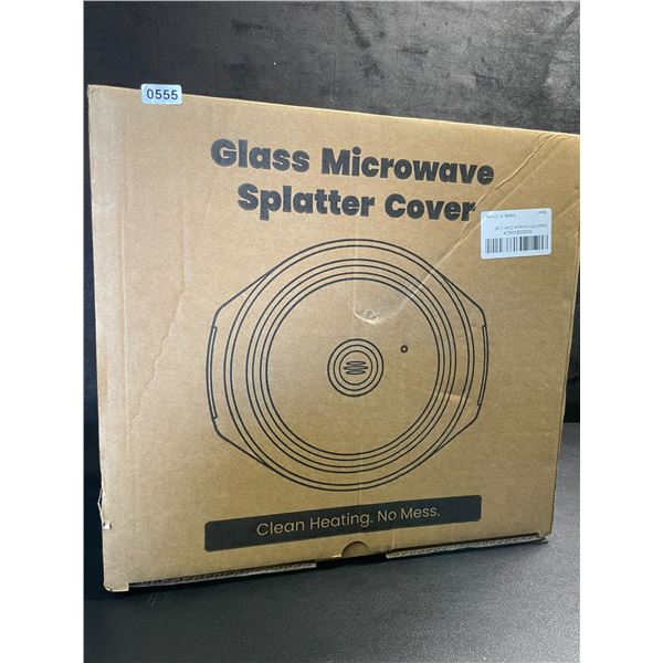 Glass Microwave Splatter Cover - Clean Heating/No Mess Microwave Food Cover - New