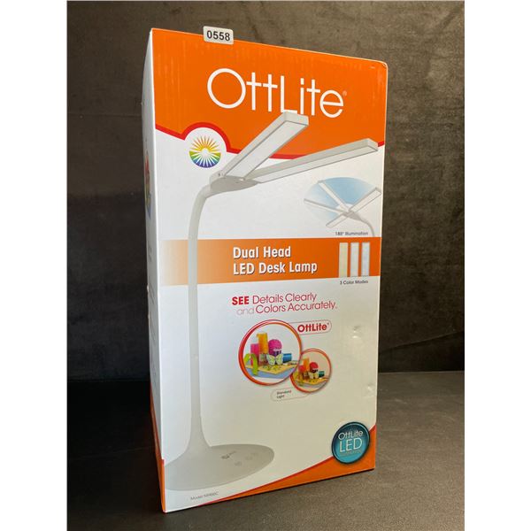 OttLite Dual Head 26" LED Desk Lamp; 3 Color Modes; High-Contrast/Low-Glare - New in Box!