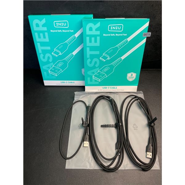 Lot of 2 3-Packs INIU USB-C Nylon Braided Charging Cables (USB-A to USB-C Charging Cords) New