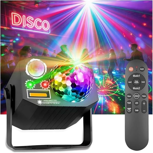 LED Stage Strobe Light/Disco Ball Party Light - Sound Activated, 10FT USB Cable w/ Remote - New!