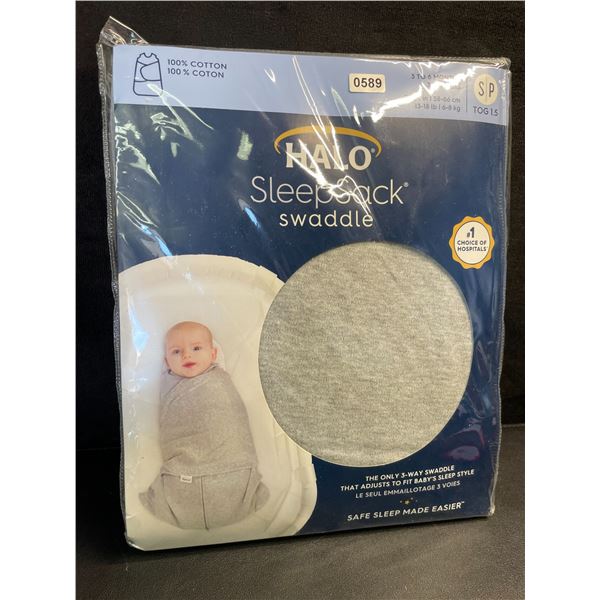 HALO SleepSack Swaddle (Size S - Fits 3-6 Months) Grey - TOG 1.5 - Brand New!