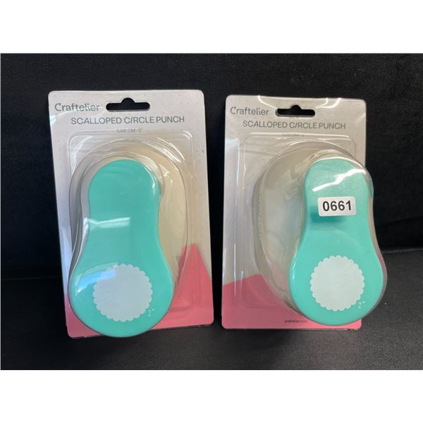 Lot of 2 Craftelier Scalloped Circle Craft Punches (2") for Scrapbooking/Paper Crafts - Brand New