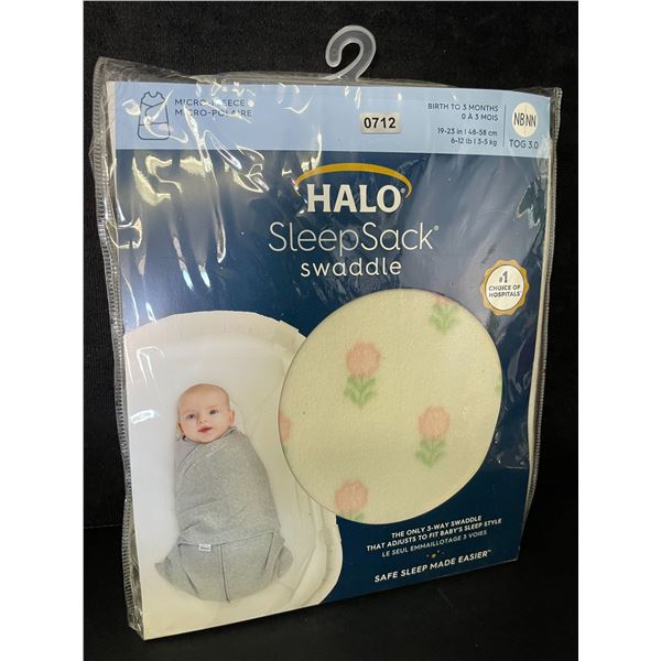 HALO Baby SleepSack Swaddle (Size NB - Fits 0-3 Months) Flower Design - TOG 3.0 - Brand New!