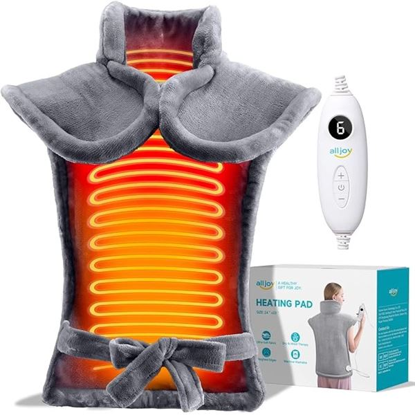 Electric Heating Pad for Back/Shoulder Pain (24" x 33") 10 Heating Levels, 4 Timer Settings - New