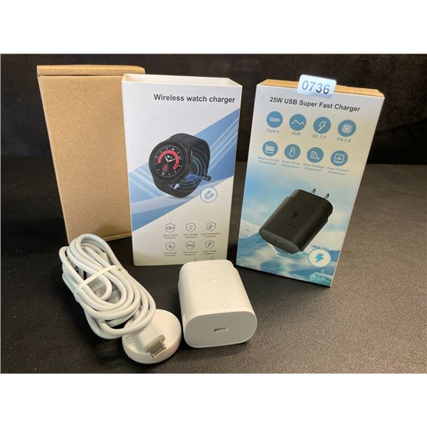 Lot of 2 Multifunctional Watch & Phone Charging Sets; Charges Watch & USB-C Phones at Same Time!