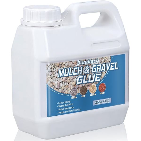 Bondtech Mulch & Gravel Glue (1L Jug) for Landscaping; Long-Lasting/Strong-Adhesion - New