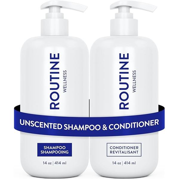 Routine Wellness Strengthening Shampoo & Conditioner Set for Thinning Hair (414ml) Unscented - New