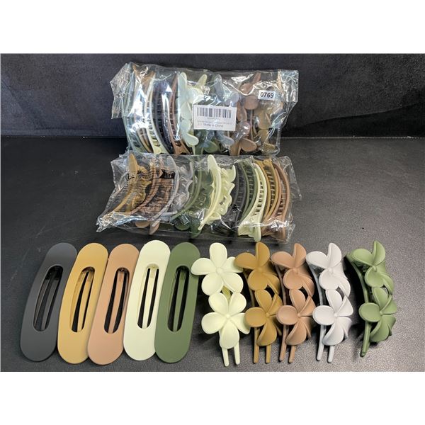 30PCS Flat Hair Claw Clips (Flower/Flat Designs) 3 Packs/10pcs Each - New