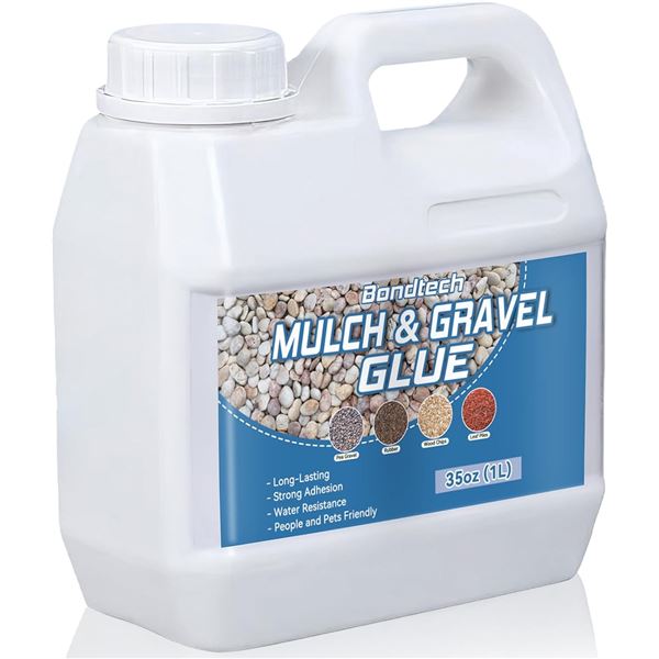 Bondtech Mulch & Gravel Glue (1L Jug) for Landscaping; Long-Lasting/Strong-Adhesion - New