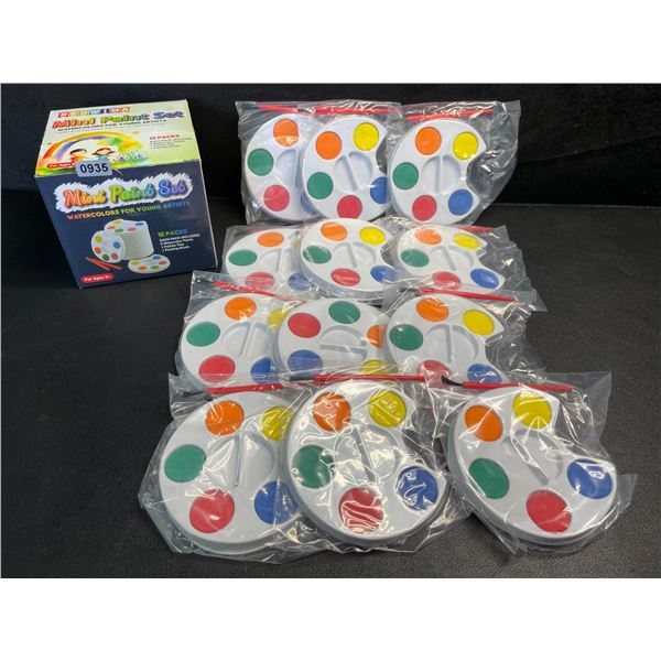 12-Pack Mini Paint Set - Watercolour Palettes with Paint Brushes - New