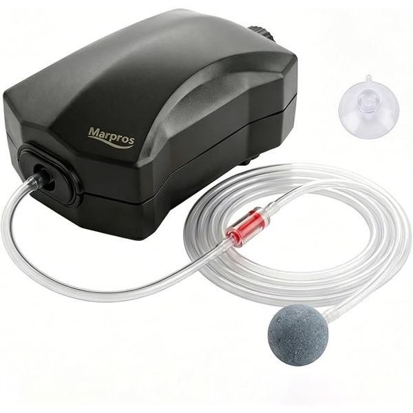 Marpros Aquarium Air Pump for Fish Tank 10-30gal Tanks; Super Quiet Design - New