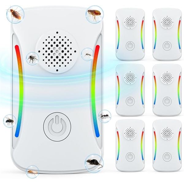 6-Pack Ultrasonic Pest Repellers/Electronic Plug-In Pest Repellents for Indoors - New
